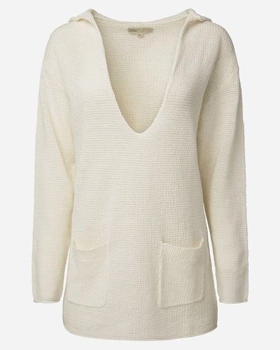 J.Crew Onia Linen Knit V-Neck Hoodie - Natural