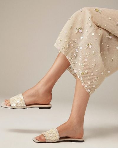 J.Crew New Capri Slide Sandals With Mother-Of-Pearl Paillettes - Natural