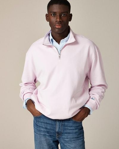 J.Crew Relaxed-Fit Lightweight French Terry Quarter-Zip Sweatshirt - Pink