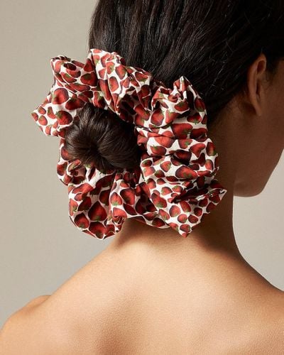 J.Crew Oversized Printed Scrunchie - Red