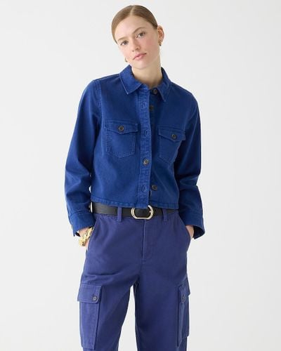 J.Crew Cargo Cropped Shirt-Jacket - Blue