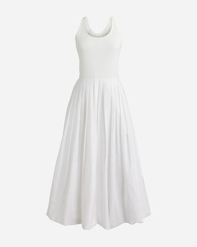 J.Crew Fitted Tank Dress With Poplin Bubble Skirt - White