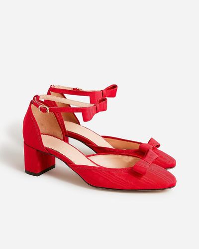 J.Crew Millie Bow Ankle-Strap Heels - Red