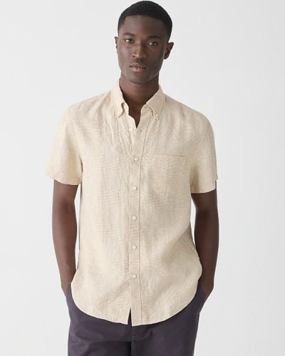 J.Crew Slim Short-Sleeve Linen Shirt - Natural