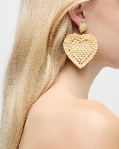 J.Crew Oversized Heart Raffia Earrings - Metallic
