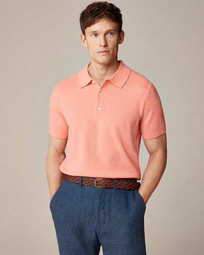 J.Crew Cashmere Short-Sleeve Sweater-Polo - Orange