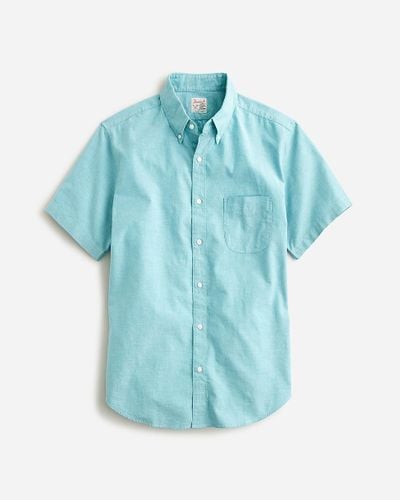 J.Crew Short-Sleeve Broken-In Organic Cotton Oxford Shirt - Blue