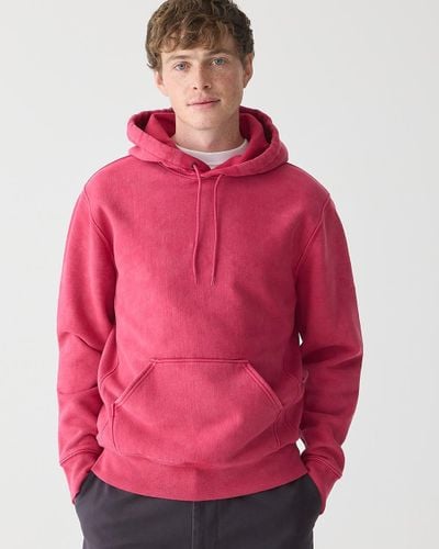 J.Crew Tall Washed Heritage 14 Oz. Fleece Hoodie - Red