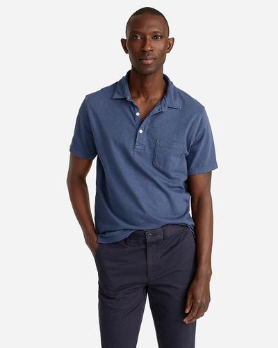 J.Crew Slim Garment-Dyed Slub Jersey Polo Shirt - Blue