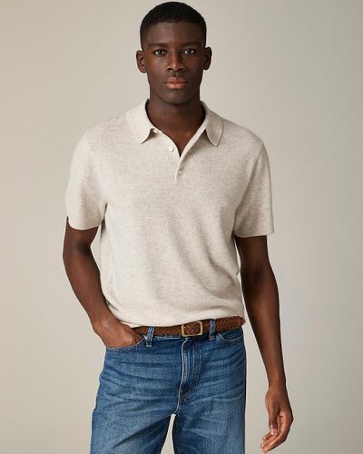 J.Crew Cashmere Short-sleeve Sweater-polo - Natural