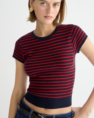 J.Crew Ribbed Featherweight Cashmere T-Shirt - Red