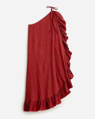 J.Crew Ruffle One-Shoulder Cover-Up Dress - Red