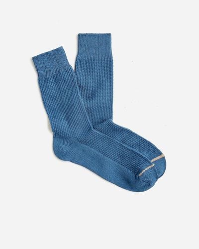 J.Crew Cotton-Blend Basket-Weave Socks - Blue