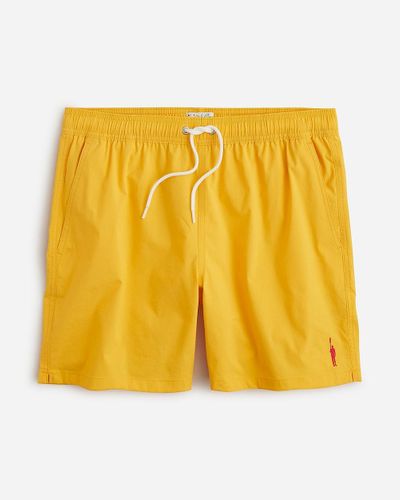 J.Crew 6" Embroidered Oarsman Stretch Swim Trunk With Econyl Nylon - Yellow