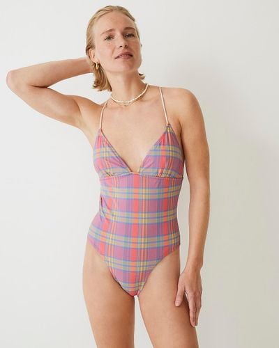 J.Crew Strappy Cross-Back One-Piece Swimsuit - Pink
