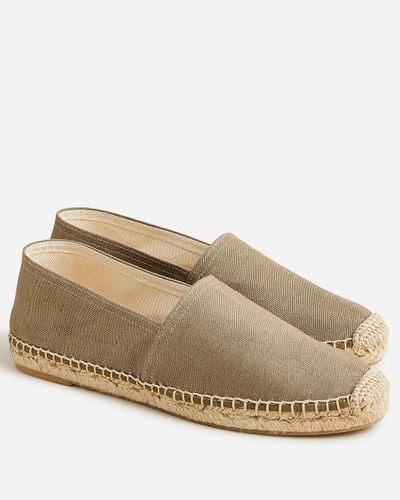 J.Crew Made-in-spain Espadrille Flats In Metallic Canvas - Natural