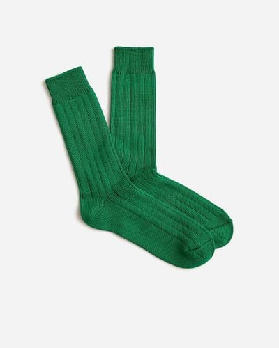 J.Crew Ribbed Cotton-Blend Socks - Green
