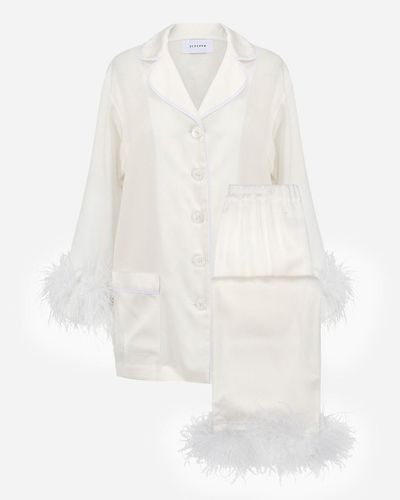 J.Crew Sleeper Party Pajama Set With Detachable Feathers - White