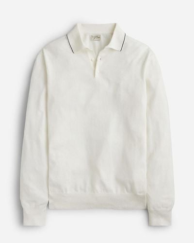 J.Crew Heritage Cotton Tipped Sweater-Polo - White