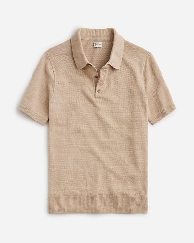 J.Crew Short-Sleeve Linen Sweater-Polo - Natural