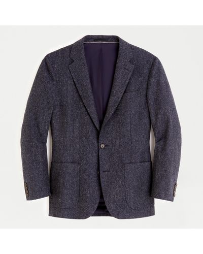 J.Crew Ludlow Slim-fit Unstructured Blazer In English Wool-cotton Herringbone - Blue