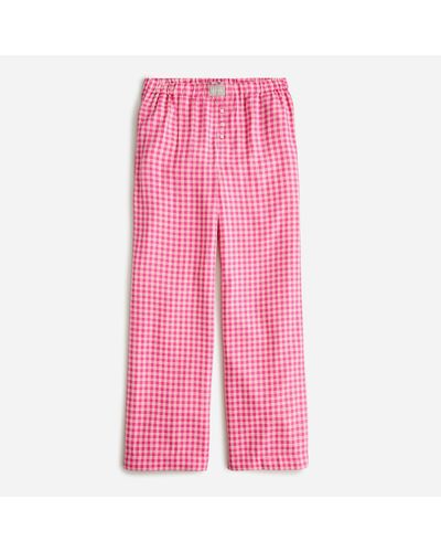 J.Crew Flannel Pajama Pant In Taffy Dorset Plaid - Pink