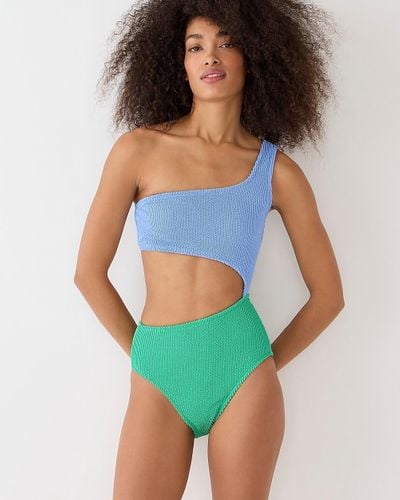 J.Crew Textured One-Piece Swimsuit With Cutouts - Blue