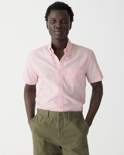 J.Crew Tall Short-Sleeve Broken-In Organic Cotton Oxford Shirt - Pink