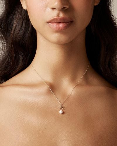J.Crew Catbird X Rope Bow Necklace With Pearls - Brown