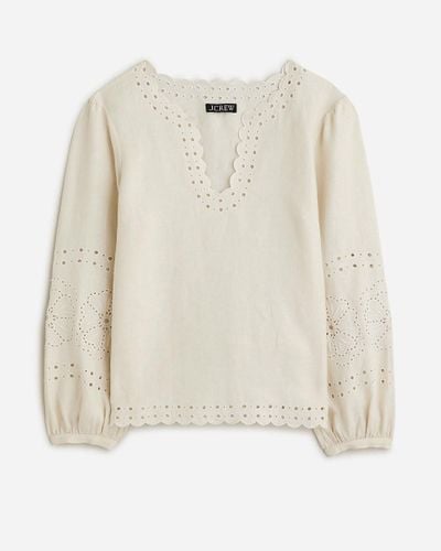 J.Crew Bungalow Embroidered Top - White