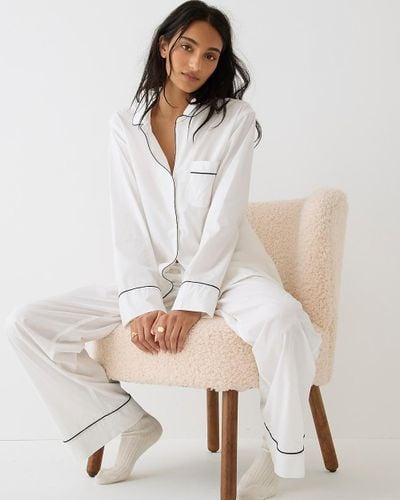 J.Crew End-On-End Cotton Long-Sleeve Pajama Set - White