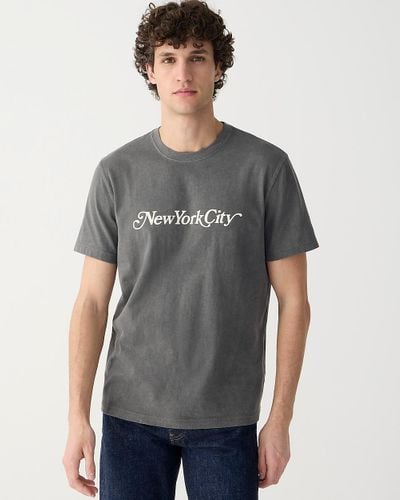 J.Crew Vintage-Wash Cotton New York City Graphic T-Shirt - Gray