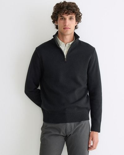 J.Crew Heritage Cotton Half-Zip Sweater - Black