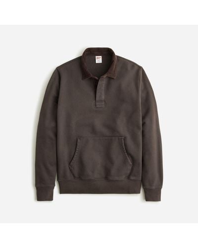 J.Crew Heritage 14 Oz. Fleece Rugby Pullover With Corduroy Collar - Brown