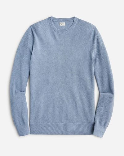J.Crew Cotton Piqué-Stitch Crewneck Sweater - Blue