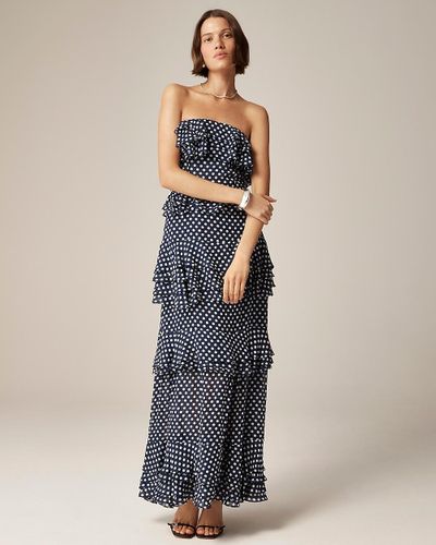 J.Crew Collection Tiered Ruffle Dress - Blue