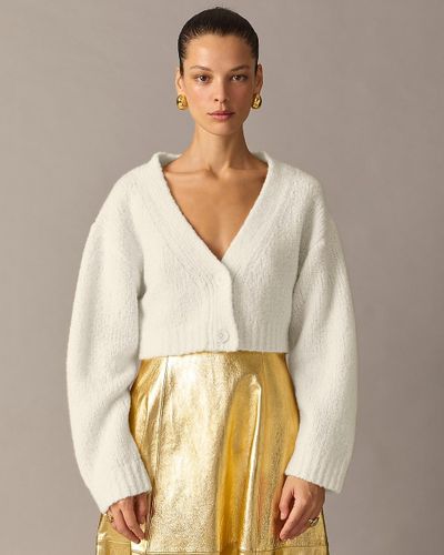 J.Crew Collection Cashmere Cropped Cardigan Sweater - Natural