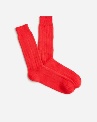 J.Crew Ribbed Cotton-Blend Socks - Red