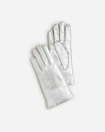J.Crew Italian Leather Tech-Touch Gloves - White