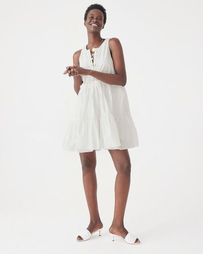 J.Crew Tiered Lace-Up Mini Dress - White