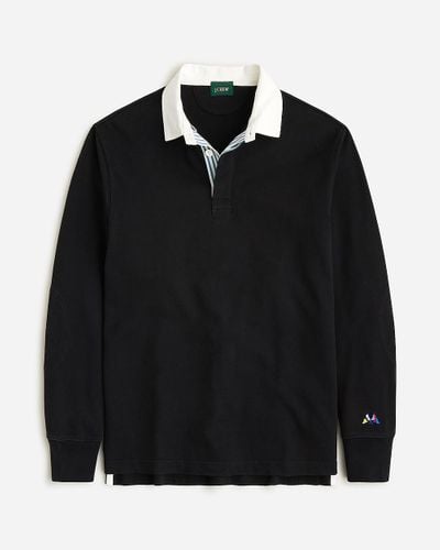 J.Crew Rugby Shirt With Striped Placket - Black