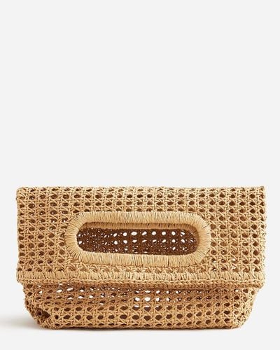 J.Crew Open-Weave Foldover Clutch - Natural