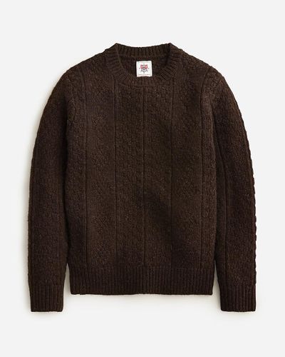 J.Crew Wallace & Barnes Guernsey Stitch Wool Sweater - Brown