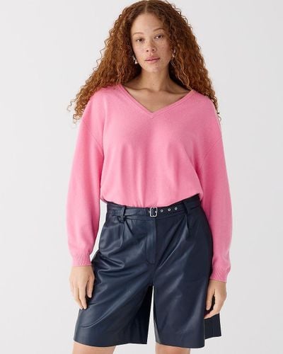 J.Crew Cashmere Relaxed V-Neck Sweater - Pink