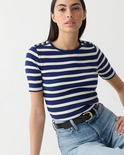 J.Crew Perfect-Fit Elbow-Sleeve T-Shirt - Blue