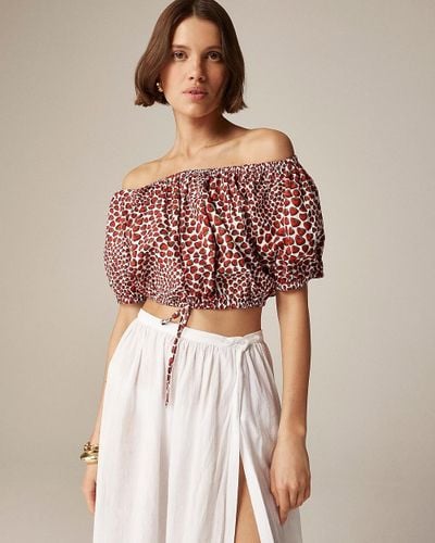 J.Crew Cinched-Waist Cropped Top - Red