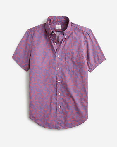 J.Crew Slim Short-Sleeve Secret Wash Cotton Poplin Shirt - Purple
