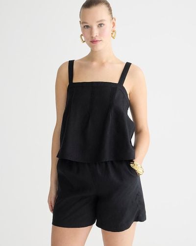 J.Crew Bow-Back Linen Top - Black