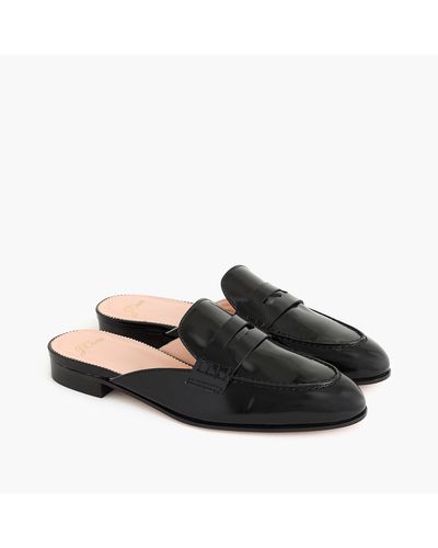 J.Crew Academy Penny-loafer Mules In Patent Leather - Black