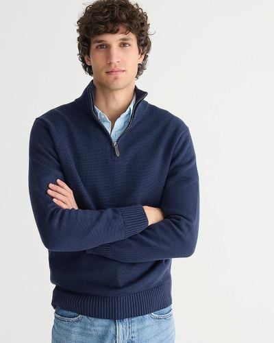 J.Crew Heritage Cotton Half-Zip Sweater - Blue